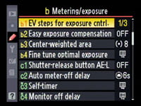 Nikon D90 - metering custom menus