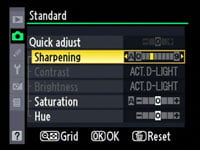 Nikon D90 - picture control adjust