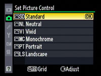 Nikon D90 - picture control
