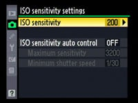 Nikon D90 - sensitivity control