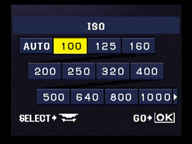 Olympus E400 alternative ISO menu