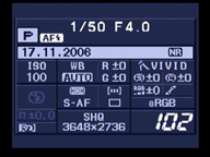 Olympus E400 detailed recording screen