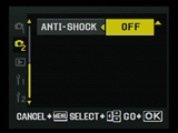 Olympus E510 - anti-shock menu