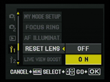 Olympus E-510 reset lens