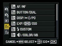 Olympus E420 - Custom menu