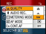 Panasonic FZ8 - quality menu