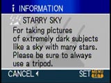 Panasonic DMC-TZ1 starry sky information