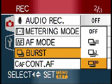 Panasonic Lumix DMC-TZ3 - burst menu