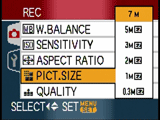 Panasonic Lumix DMC-TZ3 - resolution menu