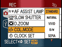 Panasonic FX33 - colour menu