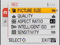 Panasonic FX500 - Rec menu