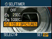 Panasonic FZ18 - self timer menu