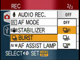 Panasonic FX30 - Burst menu