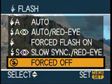 Panasonic FX30 - flash menu