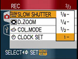 Panasonic FX30 - slow shutter menu