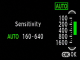 Pentax K10D Auto ISO range menu