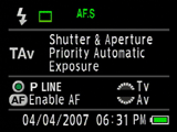 Pentax K10D TAV Priority screen