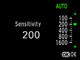 Pentax K10D sensitivity menu