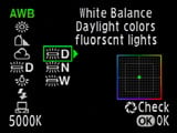 Pentax K10D White Balance menu