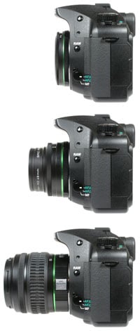 from top: Pentax K10D with DA 40mm, DA 70mm and DA 18-55mm lenses