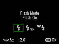 Pentax K200D - flash mode