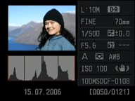 Sony Alpha A100 playback histogram