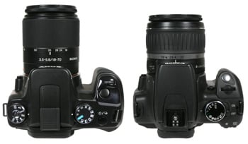 from left: Sony Alpha A100 and Canon EOS 350D / Rebel XT