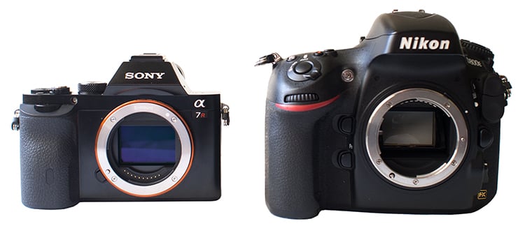 Sony A7r and Nikon D800e from the front