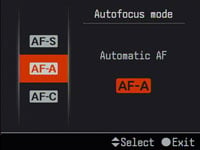 Sony A200 - AF mode