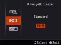 Sony A200 - D range menu