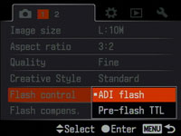Sony A200 - flash control