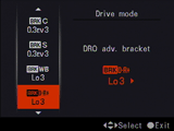 Sony A700 - bracketing menu