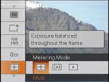 Sony W200 metering menus